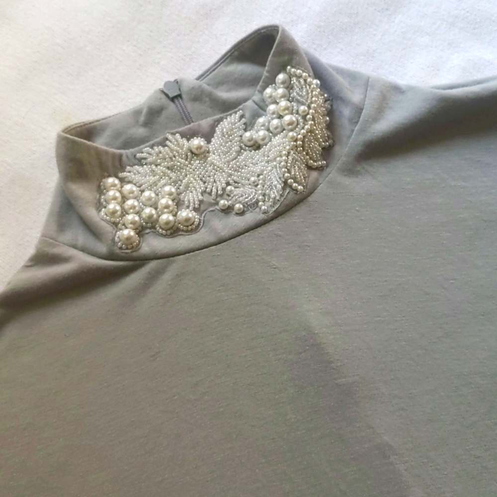 Newport News ruched mockneck XL - soft gray